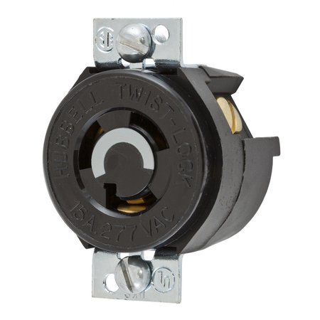 HUBBELL WIRING DEVICE-KELLEMS Locking Devices, Twist-Lock®, Industrial, Panel Mount Receptacle, 15A 277V AC, L7-15R, Screw Terminal, 1.75 " or 1.937" Mounting HBL4763